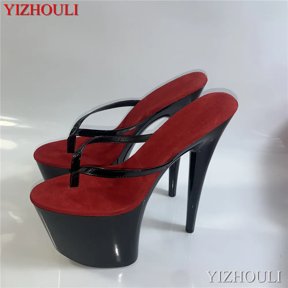 9 inch Fashion Princess Sandals, sexy Model stage Super High Heels Flip flops, 23cm summer runway slippers