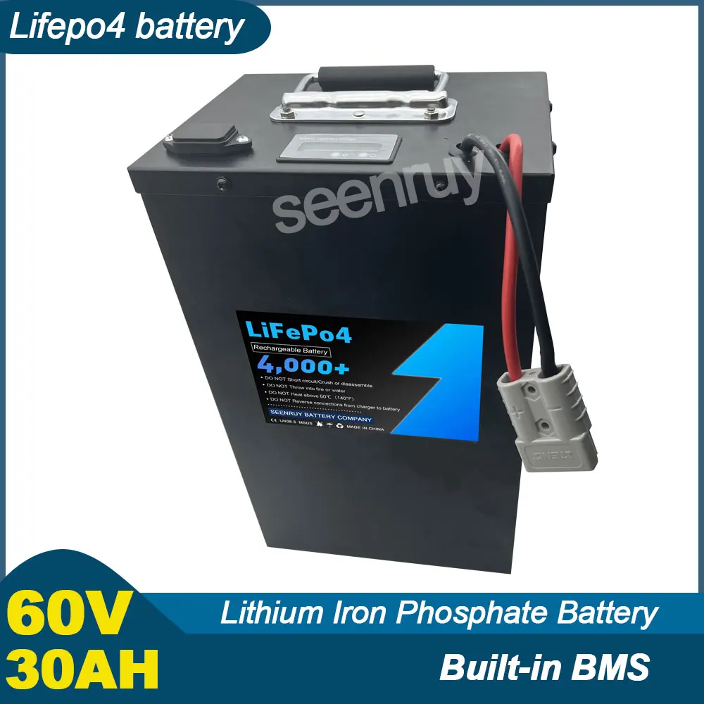 60V 30AH Lifepo4 With Charger 30A 50A 80A Lithium Iron Phosphate Battery Perfect For 4000W Ebike Tricycle Motorcycle  Scooter