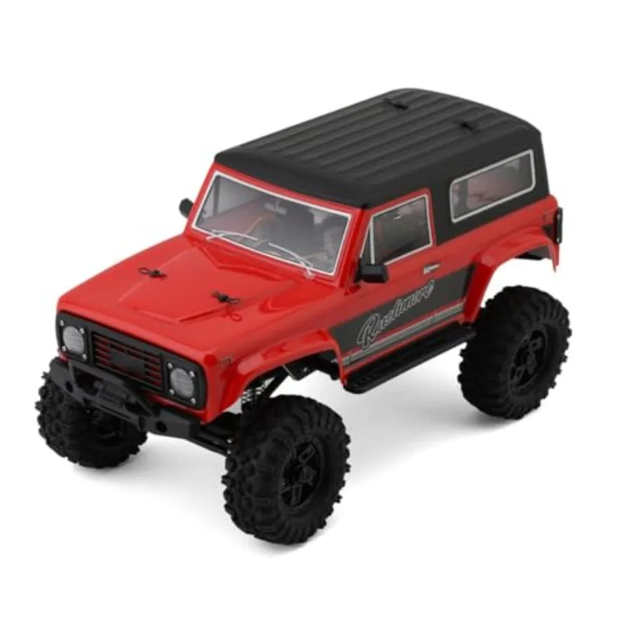

RC rock crawler for off-road terrain, ABS plastic body, red, waterproof and brushless motor