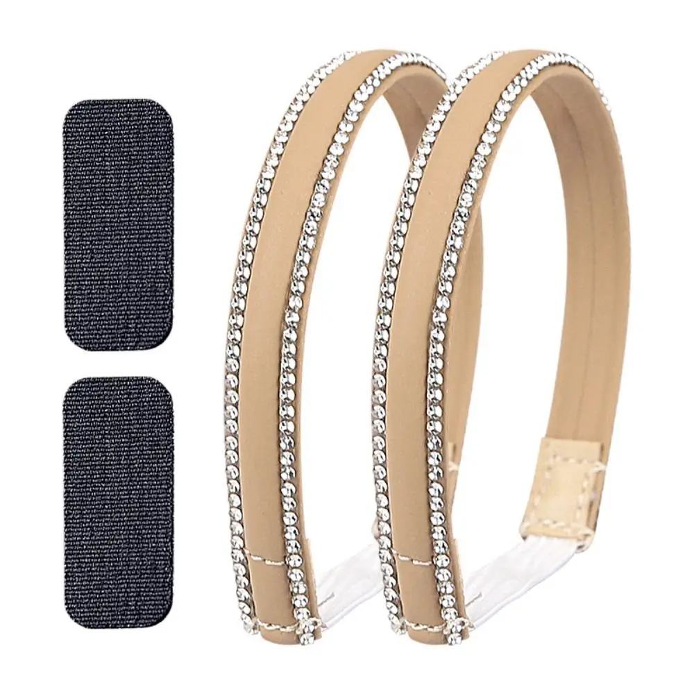 

Two-row Rhinestone Women Shoelace Anti-dropping heel Elastic Bundle Shoelace Pu Leather Anti-skid Bundle Laces