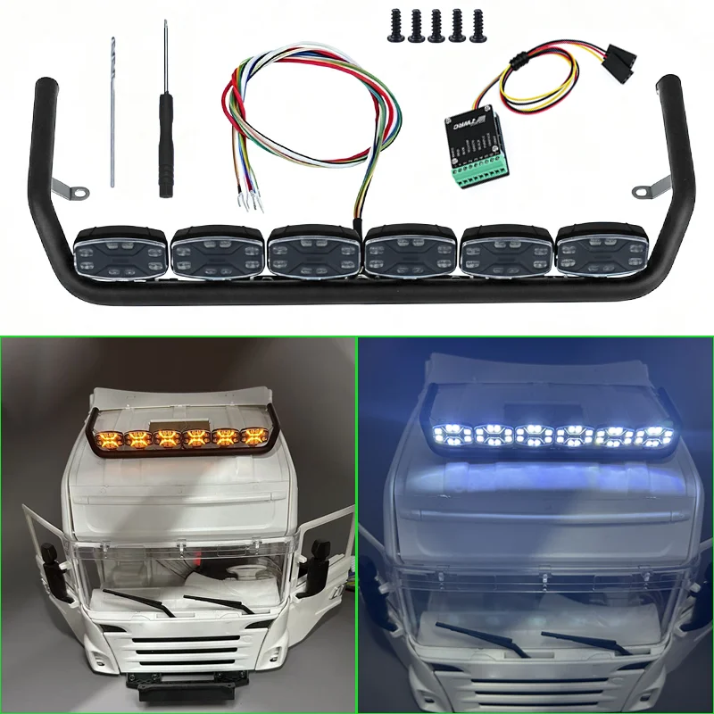 1:14th Scale Simulation Two-color Spotlight Multi-mode Flashing for Tamiya RC Truck SCANIA 770S R620 VOLVO ACTROS 3363 TGX Car