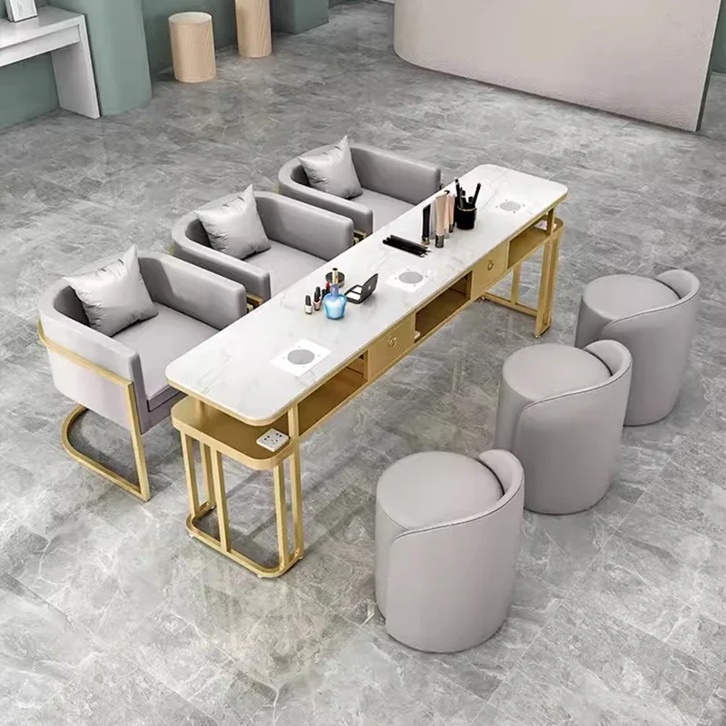 Nordic Luxury Nail Tables Modern Multifunction Vacuum Cleaner Storage Nail Tables Manicure Dressing Furniture Mesa Uñas FYMT