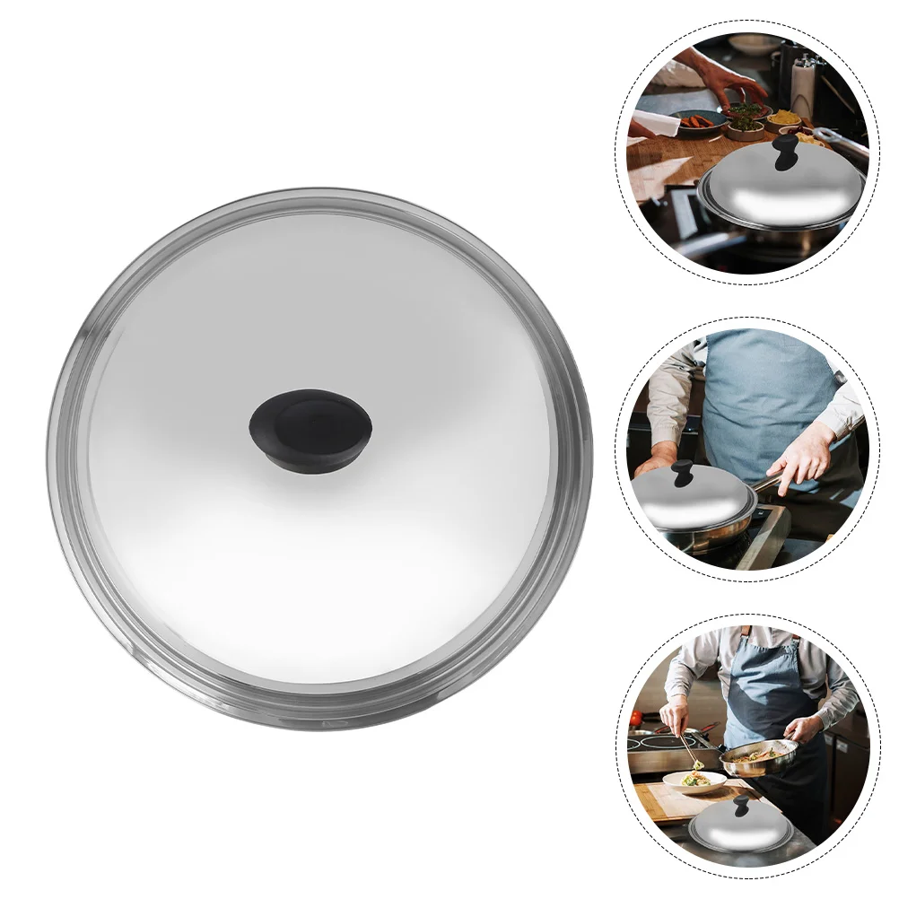 

Wok Lid Universal Lid Stainless Steel Pot Lid Pan Lid Frying Pot Cover Cookware Lids Replacement Lid Handle Pots Pans Fry Pan