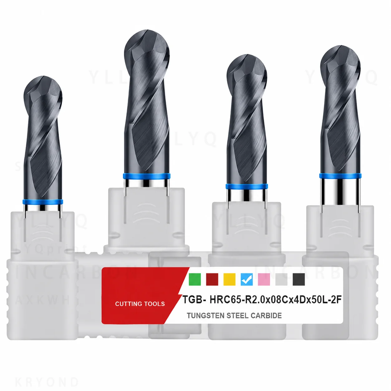

TGB HRC65 2 Flute Solid Carbide Ball Nose End Mill Black Coating CNC Milling Cutter for Steel Precision Machining Tool