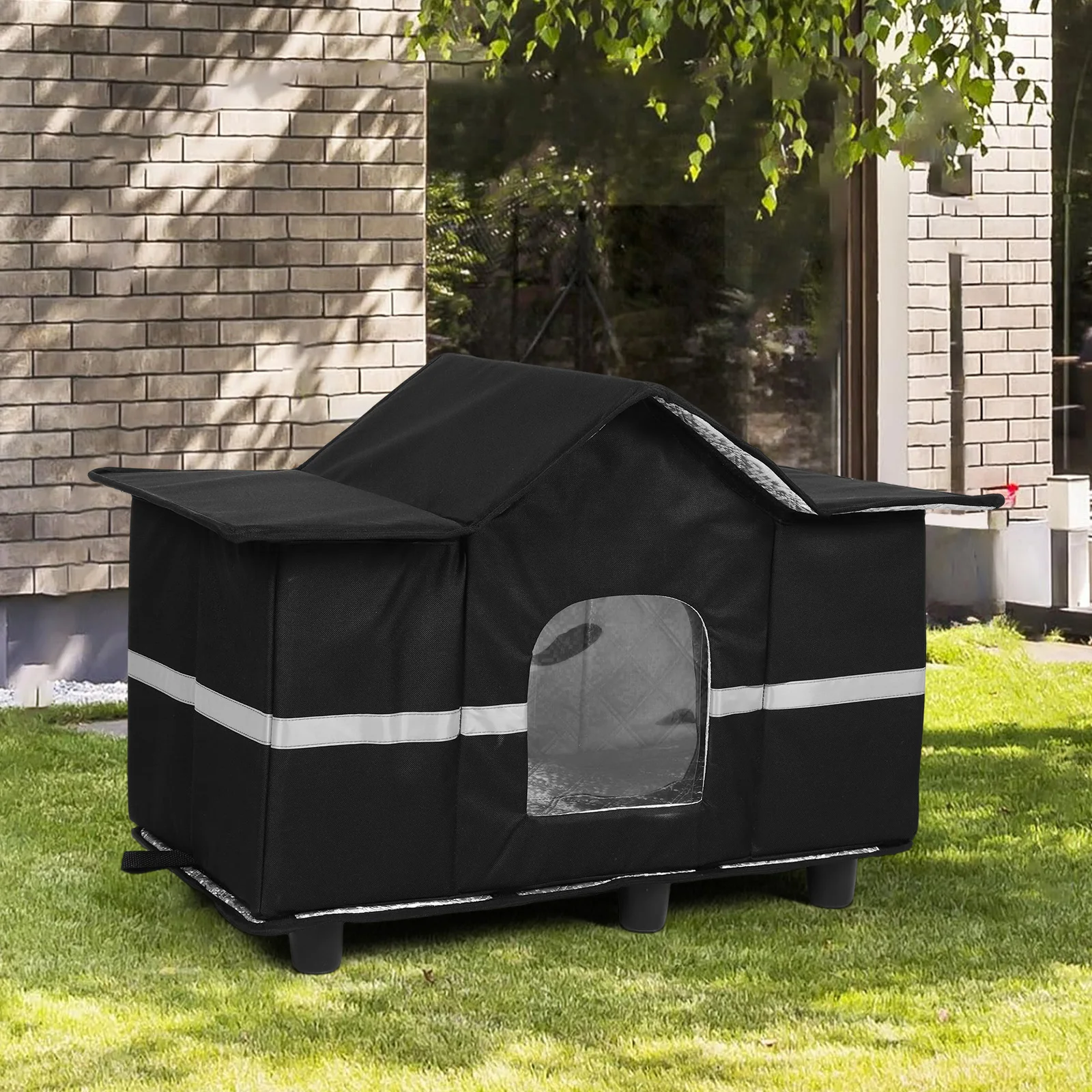 

Водонепроницаемый большой утепленный домик для кошек с окном на крыше, подходит для диких кошек, можно использовать в помещении зимой и на улице летом