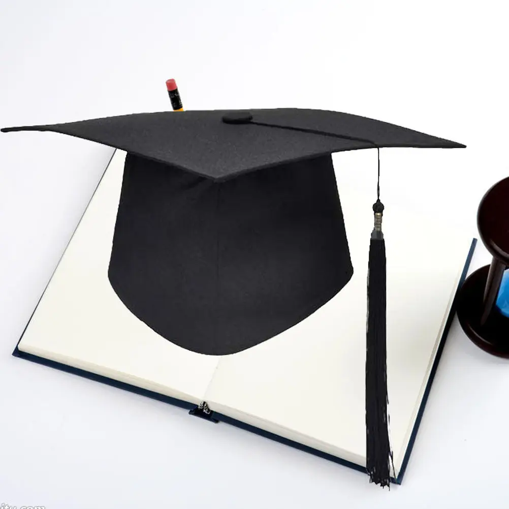 

Черная академическая шапочка для выпускников с регулируемым размером, квадратная, академический аксессуар для выпускной церемонии, с кисточкой