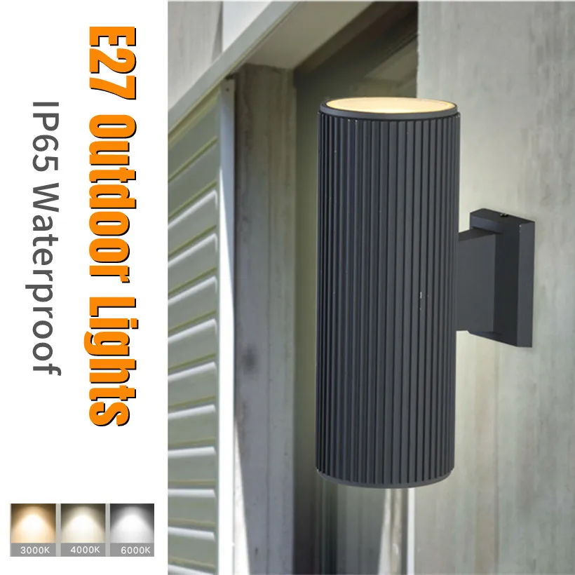 E27 Waterproof Garden Lighting Outdoor Wall Lamp for Yard Corridor Balcony Garage Light Fixtures Aluminum Column 85-265V Sconce