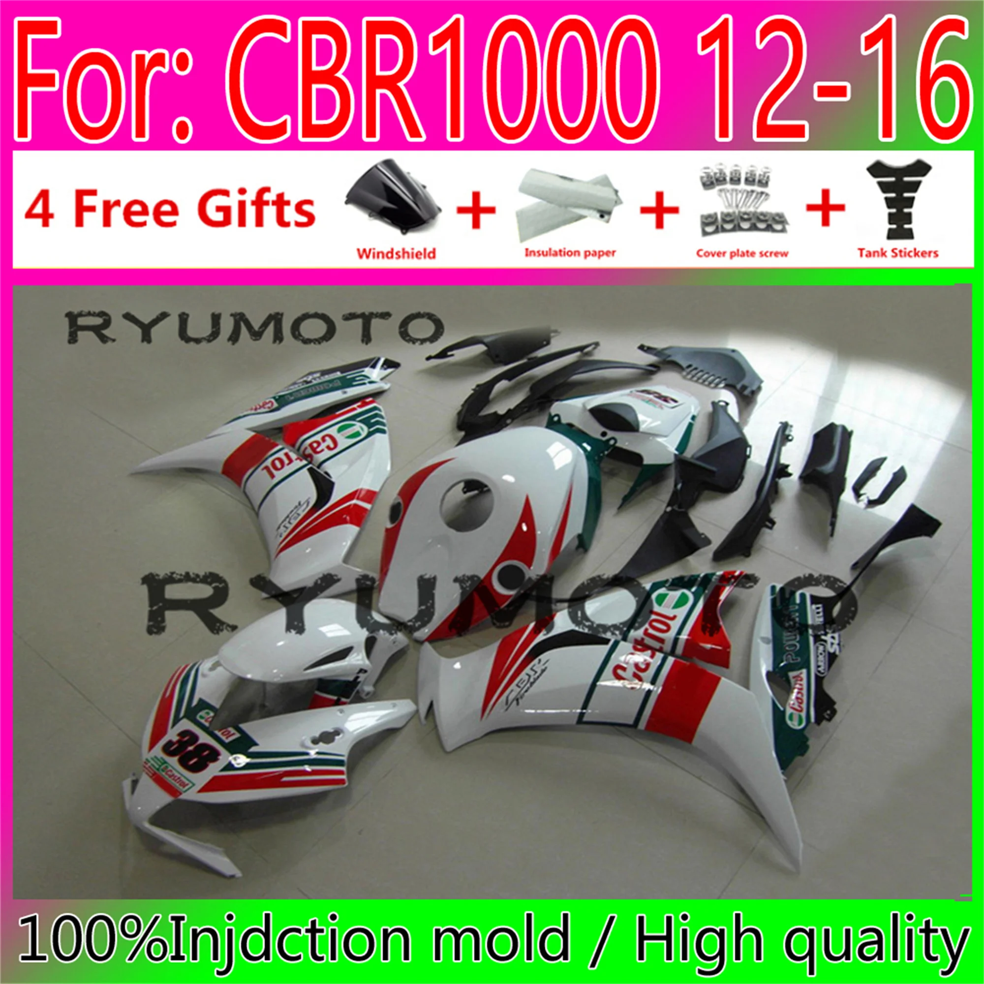 

Новые комплекты обтекателей для мотоциклов ABS для Honda CBR1000RR 08 09 10 11 CBR1000 RR 2008 2009 2010 2011, обтекатель кузова белый красный