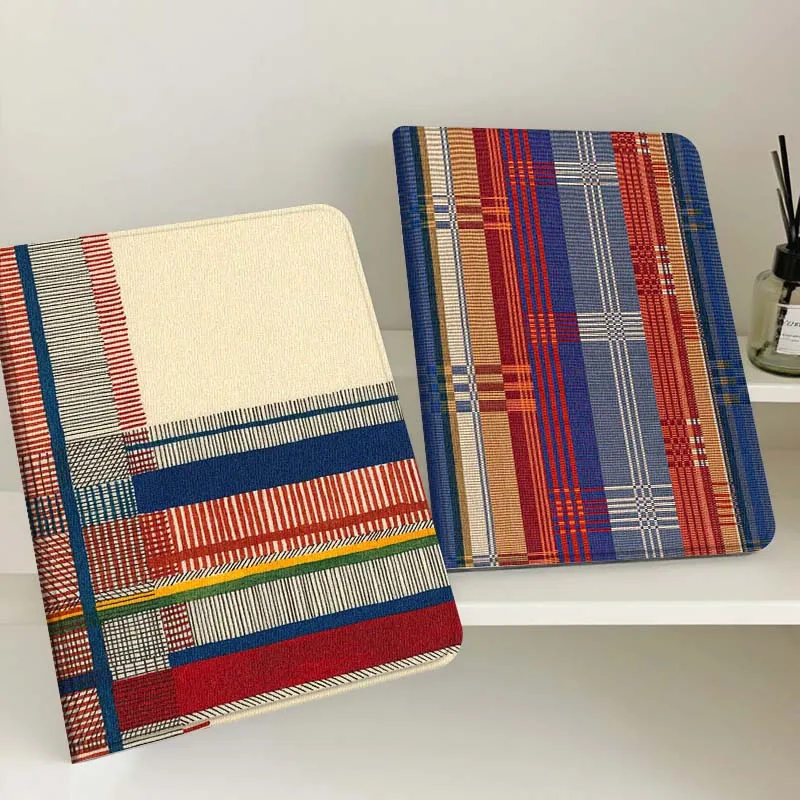 

Colorful Striped Pattern Cloth Gift Tablet Case For Samsung Tab Galaxy S6 S11 A A7 A8 A9 A11 10.1 10.4 10.5 Plus Lite