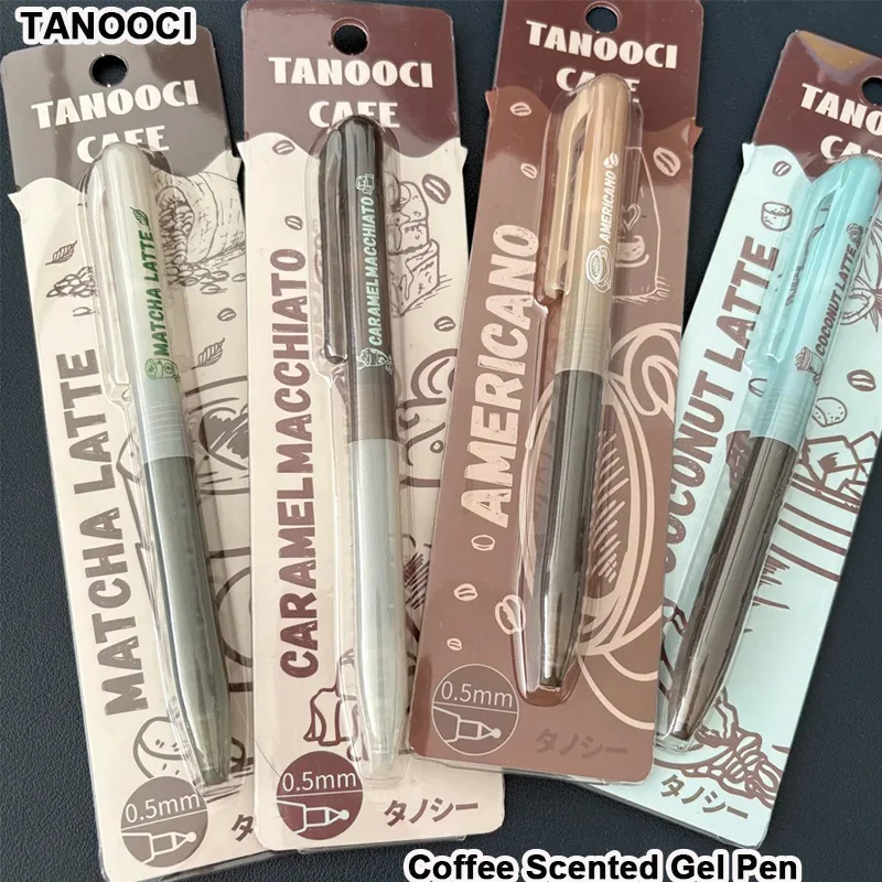 TANOOCI TBX-105 Coffee Scented Gel Pen 0.5mm Extended Grip Smooth Imported Ink Refillable Supplies for Daily Writing Journaling