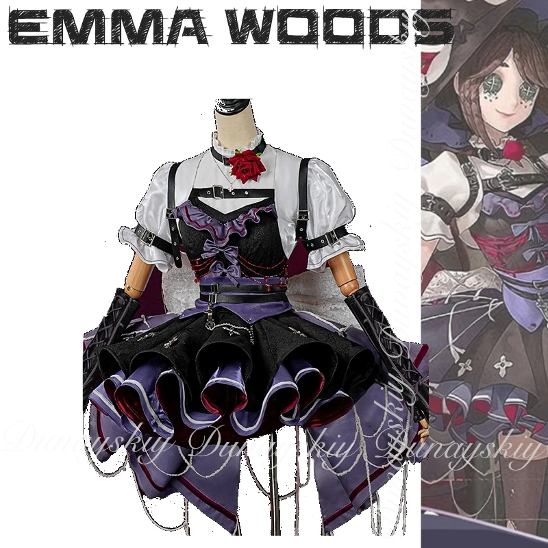 الهوية الخامس لعبة إيما وودز البستاني تأثيري الناجي مع فستان أسود أرجواني في حفلة الهالوين تأثيري حلي مليئة بالبدلة #3