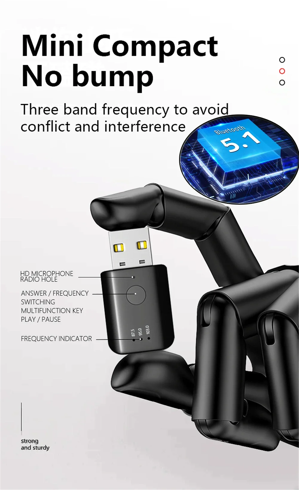 Auto Wireless Audio For Car Fm Radio Car Bluetooth 5.1 FM01 Transmitter Receiver Handsfree Call Mini USB Power Car Kit