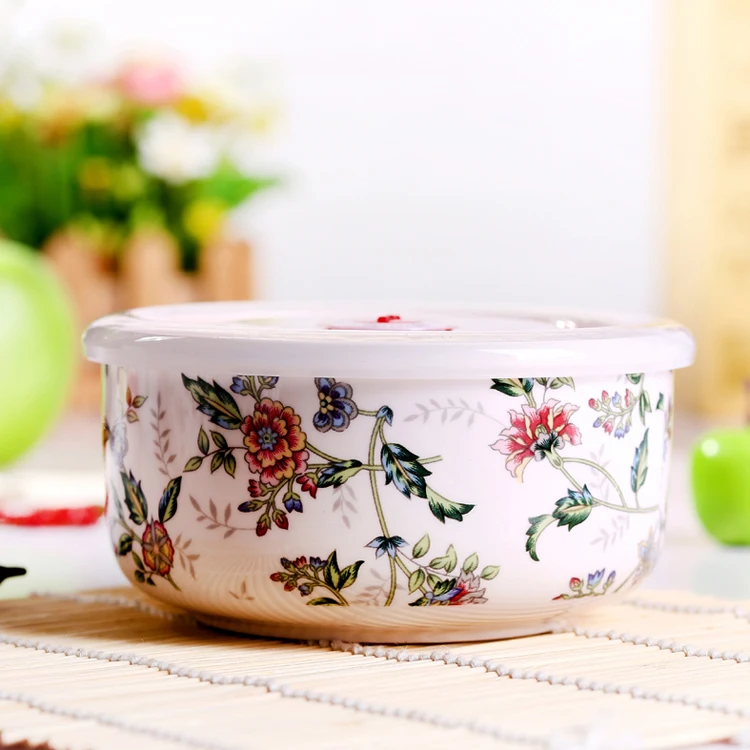 5 inch, real fine bone china food container, ceramic chinese bowl thermos lunch box, noodles korean, lunch box for kids