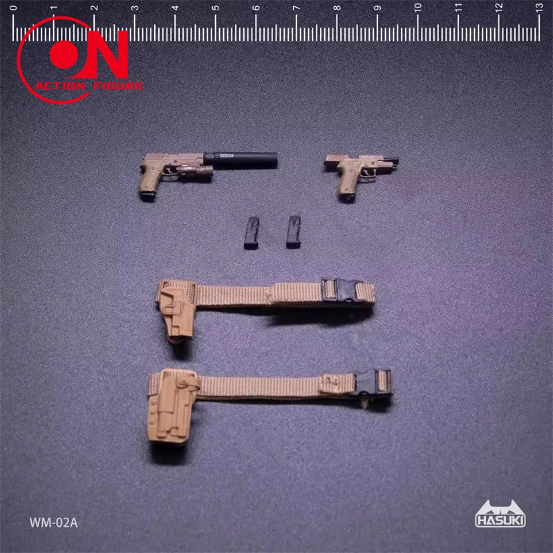 Hasuki 1/12 WM-02A/b soldado p226 pacote de acessórios de arma areia/pistola cinza prateada para modelo de figura de ação de 6 polegadas