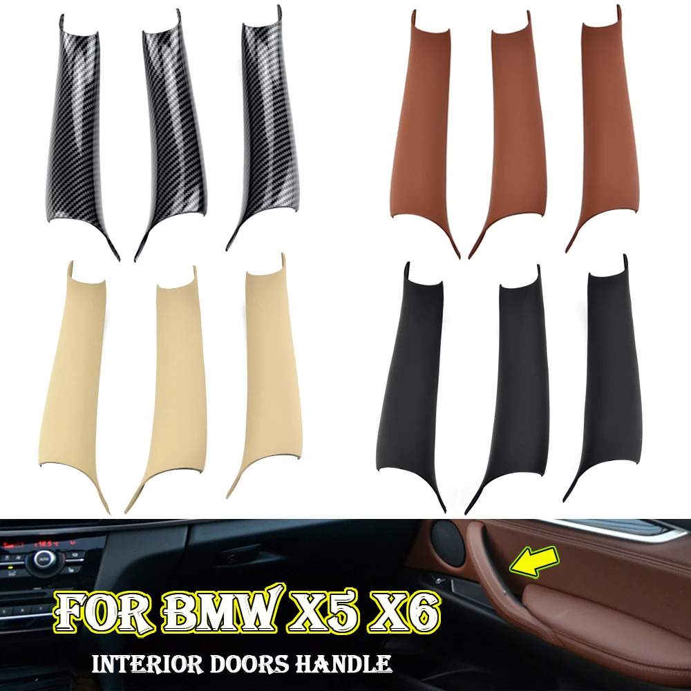 

Carbon Fiber Car Styling Interior Texture Door Pull Handle Protective Cover Trim For BMW X5 X6 F15 F16 2014- 2018