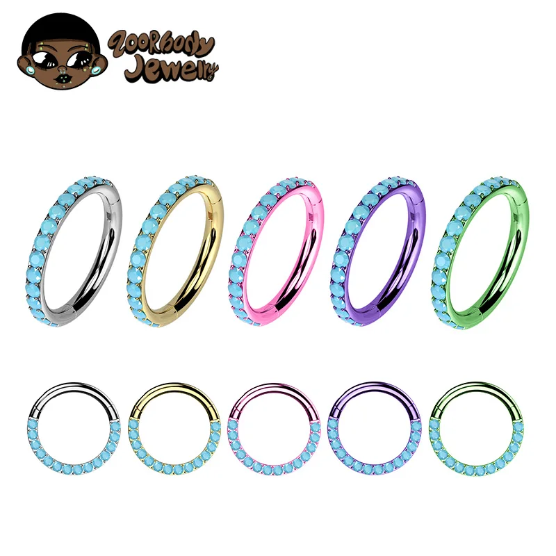 ASTM F136 Titan Türkis Scharniersegment Ring Nasenring Piercing Ohr Daith Helix Lobe Ohrringe Septum Clicker Eloxiert