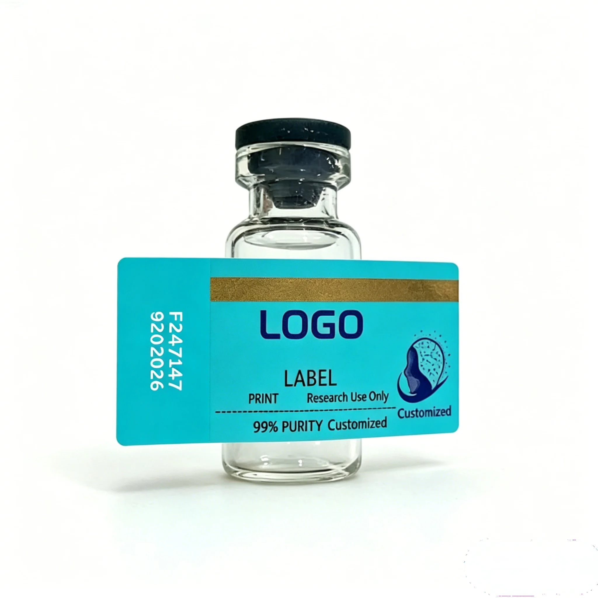 Ultra Clear HD Print Vinyl Labels Waterproof Custom Brand Stickers for 3ml 5ml 10ml Peptide Supplement & Cosmetic Vials