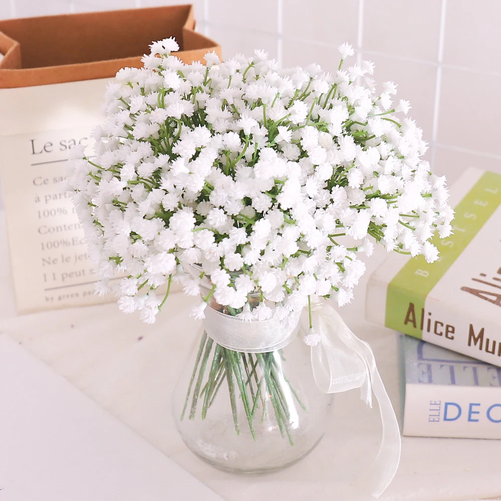 Artificial Flowers White BabyBreath Fake Plants Gypsophila DIY Floral Bride Bouquet Arrangement Wedding Room Home Decoration