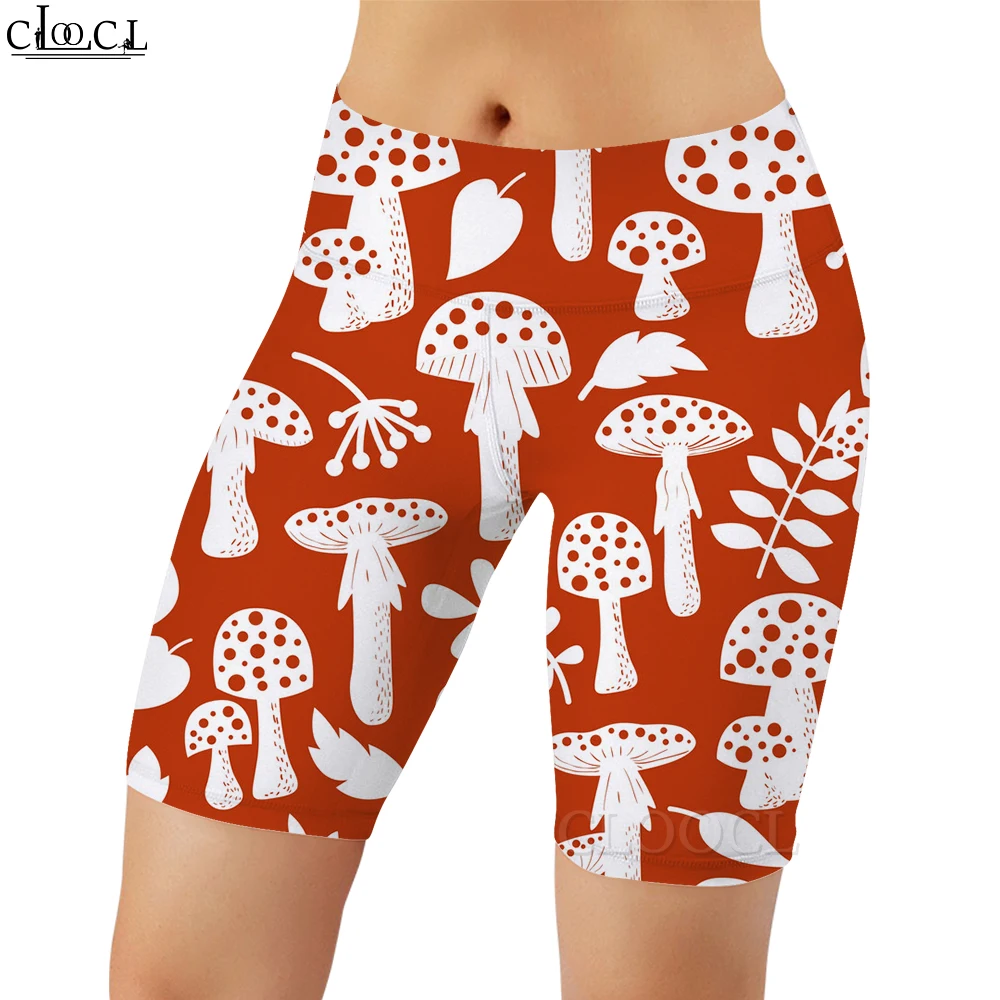 CLOOCL – Legging décontracté pour femmes, pantalon de sport à séchage rapide, avec motif champignon de dessin animé imprimé en 3D