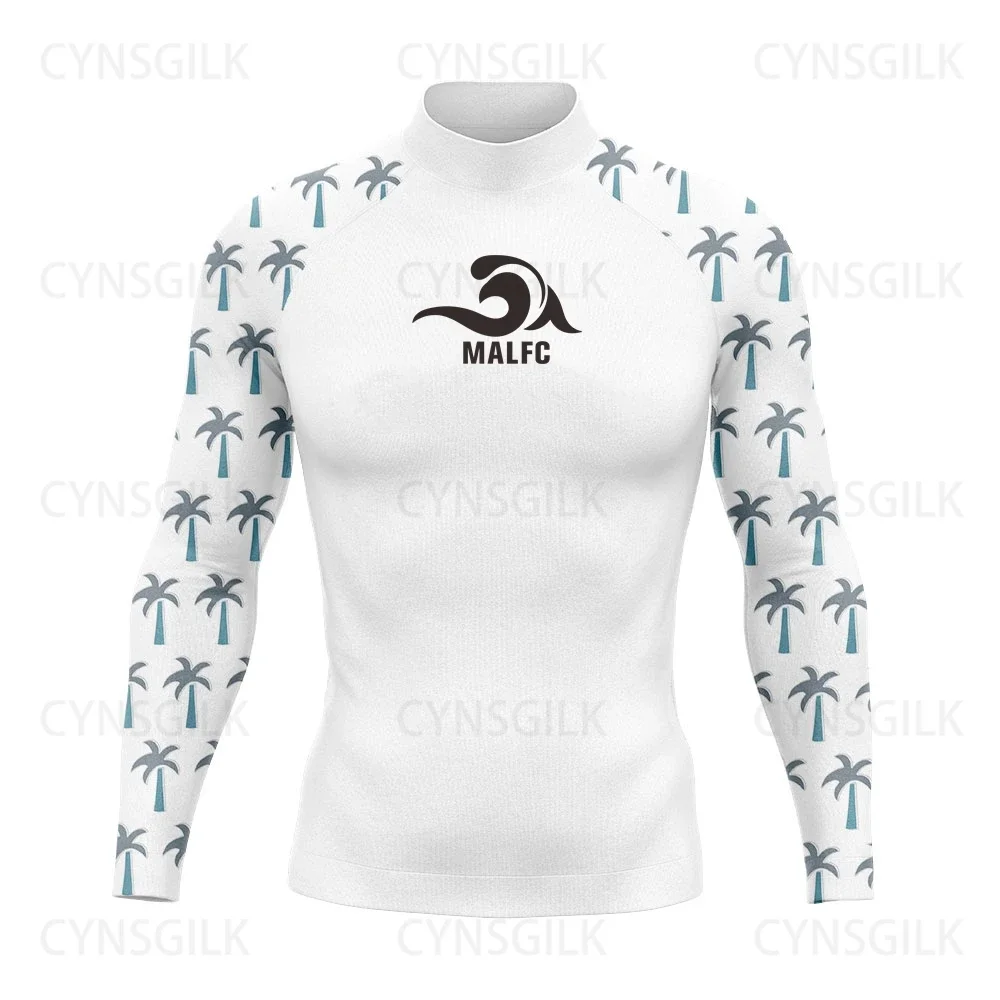 Malfc rash guard para homens roupas de surf maiô rashguard surf wear upf 50 esporte aquático manga longa camiseta banho mergulho