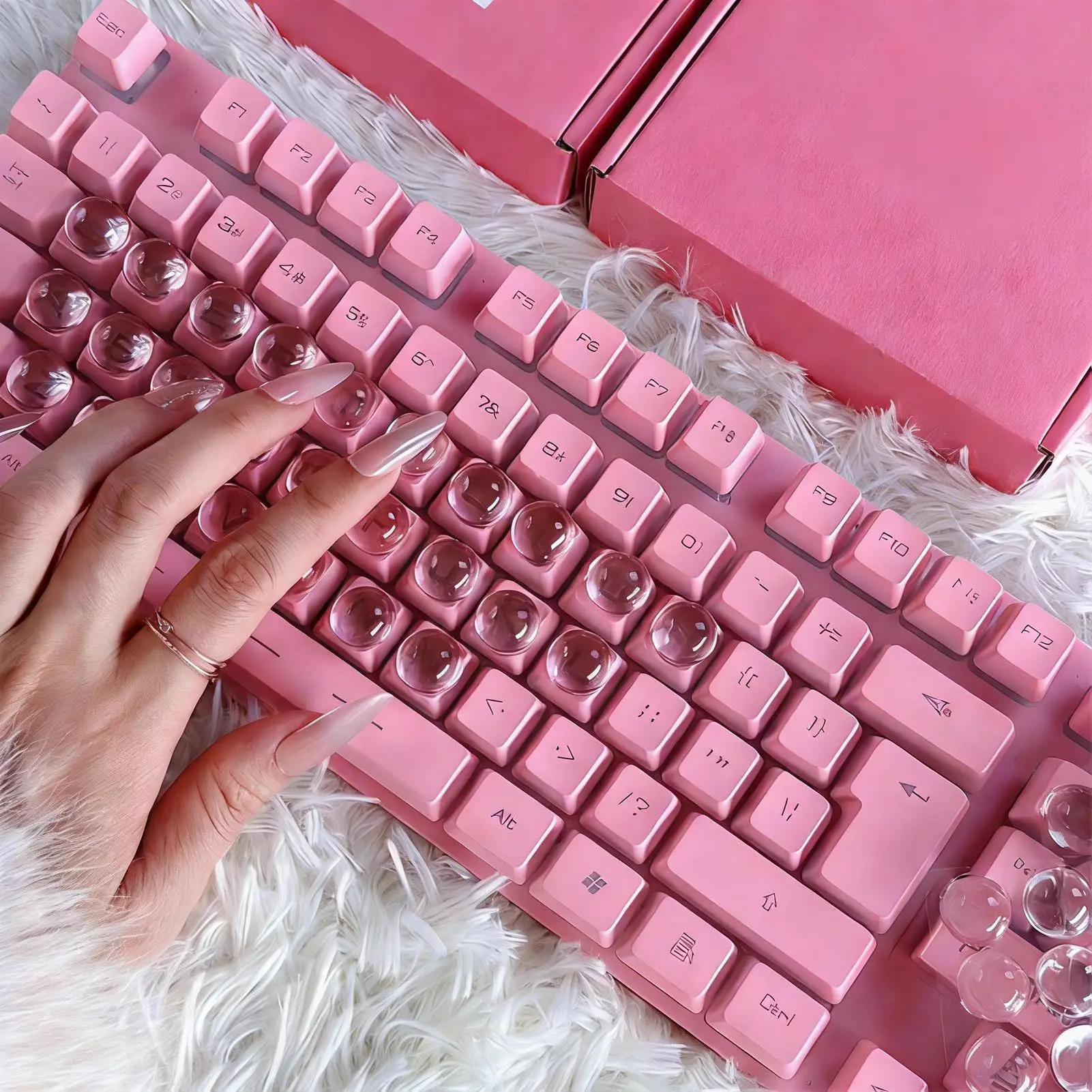 Keyboard Stickers for Long Nails Computer Accessories Clear Long Nail Keyboard Covers for Women Girls Ladies Wives Home Office