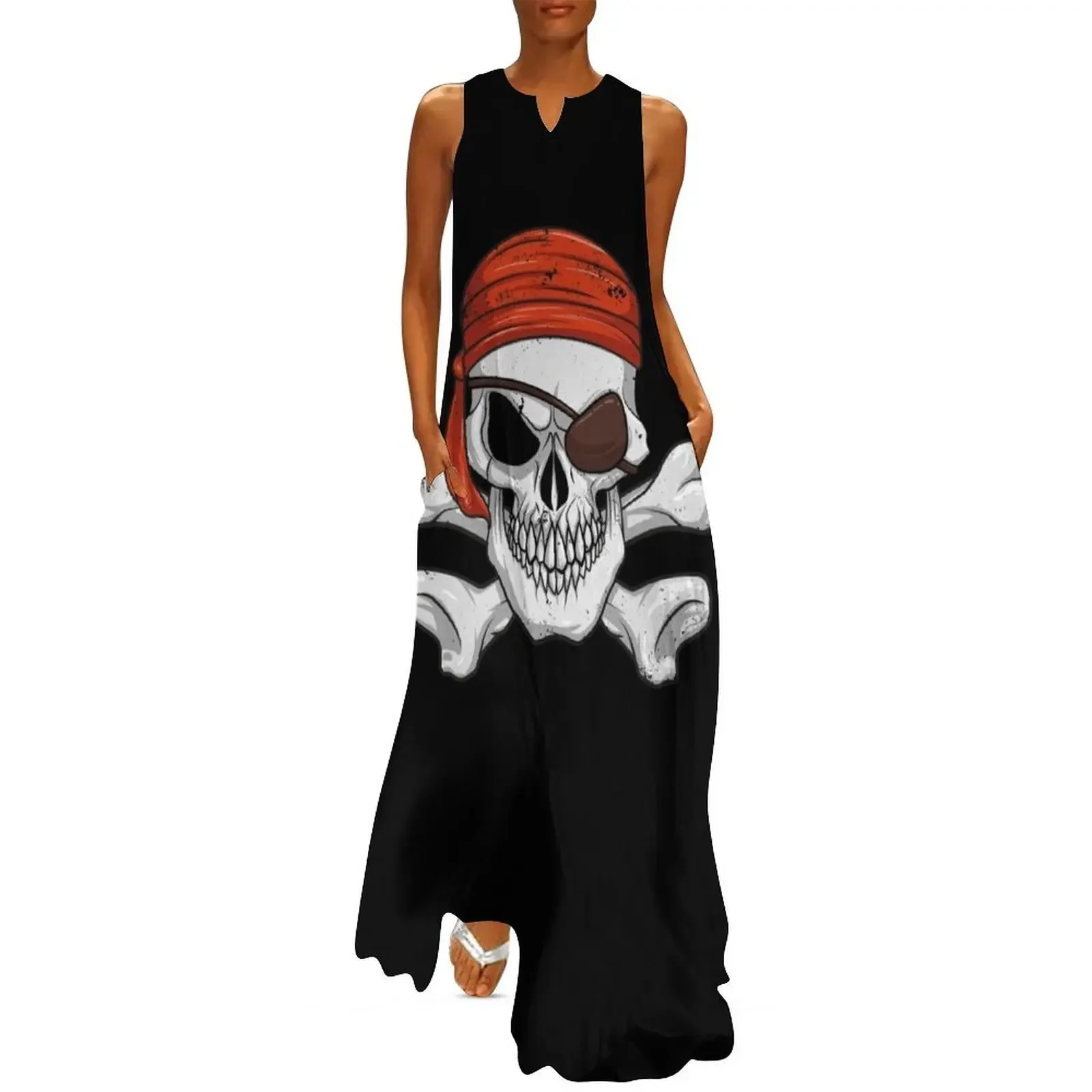 

Pirate Skull & Crossbones Halloween Costume Pirate Eyepatch Gear Long Dress women party dresses Dress