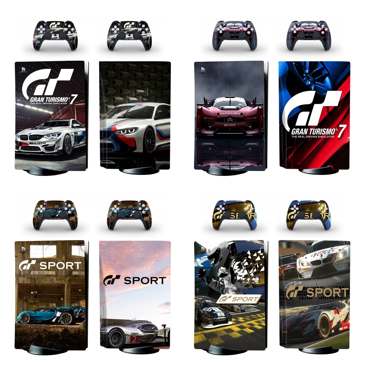GT Sport PS5 Standard Disc Skin Aufkleber für Konsole und 2 Controller PS5 Disk Skin Vinyl