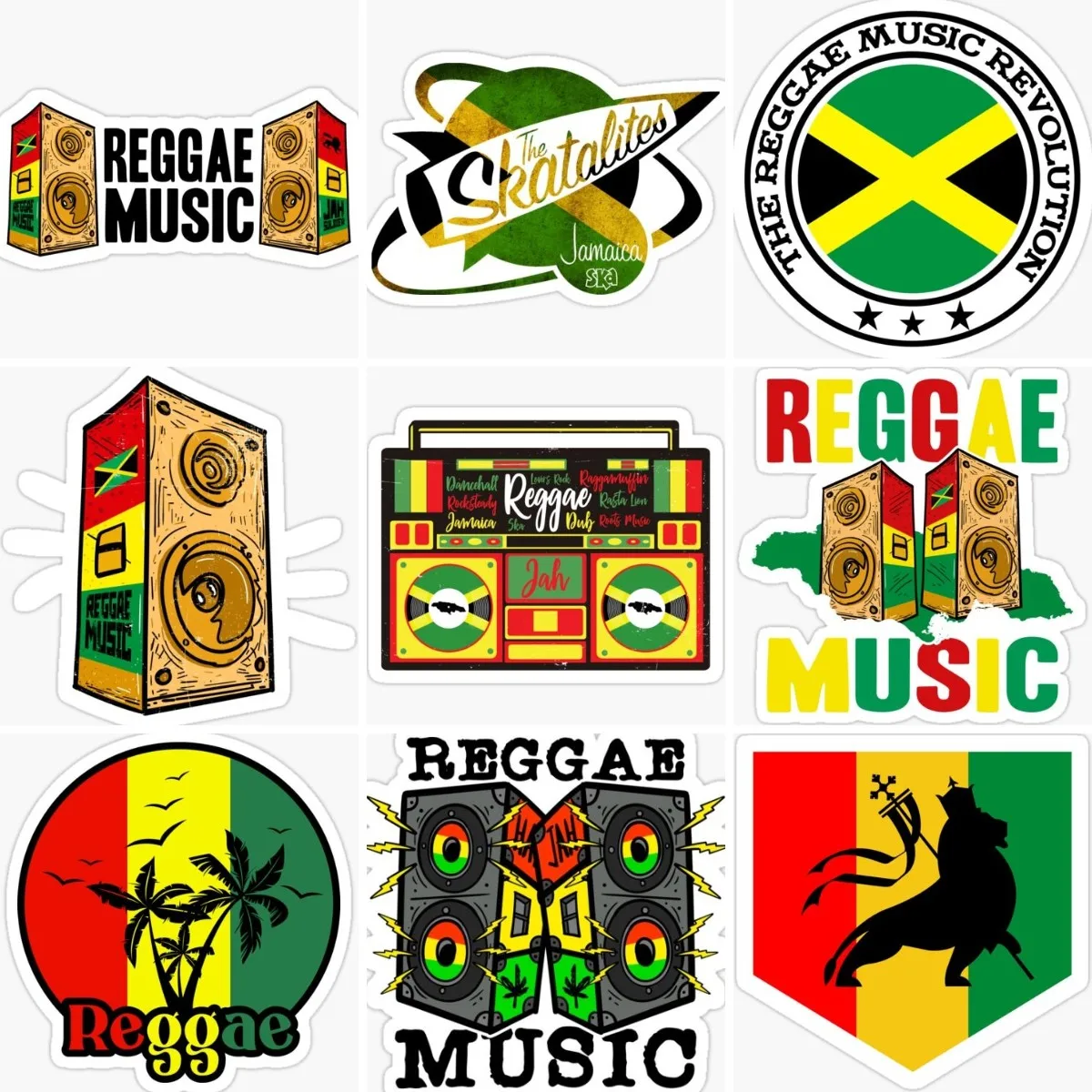 Jamaica JA Flag Emblem Lion Speaker Stickers Laptop Racing Motorcycle Camper Van Truck Car Helmet Bicycle Wall Decal Assecories