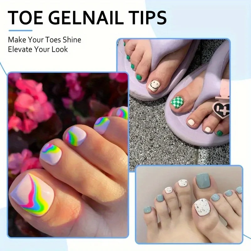 120枚入り 透明 つけ爪 フットネイルチップ ショートスクエア ソフトジェル つけ爪セット 小指用