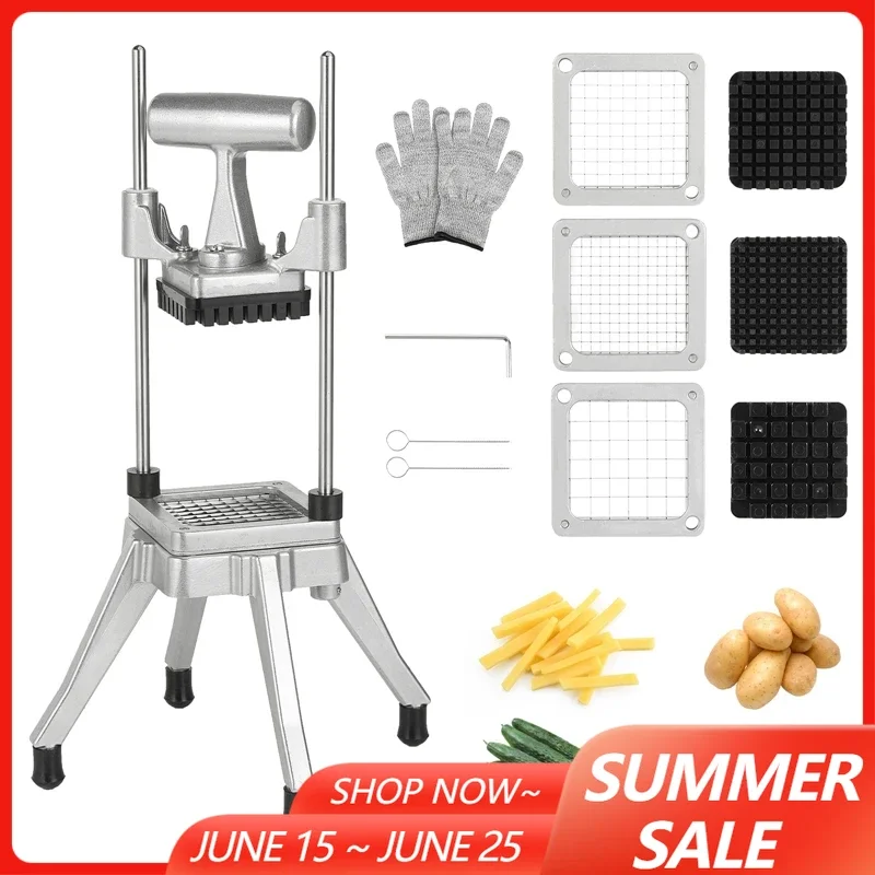 

Ручная машина для приготовления картофеля фри Коммерческий измельчитель овощей и фруктов с лезвиями 3/8,1/4,1/2 дюйма Резак для картофеля фри из нержавеющей стали