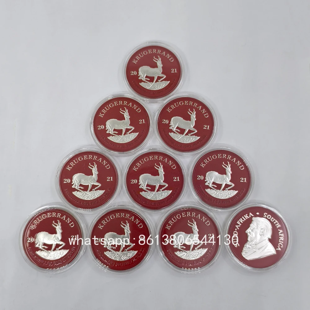 

2021 Krugerrand 1 Oz Coins Very Rare Coins South Africa Red Plated Collectibles Coin Collecting Coin Gift for Collect