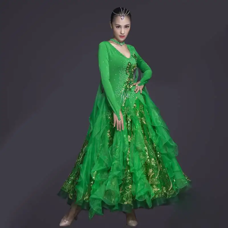 

Новое современное платье для бальных танцев со стразами, с пышным подолом, для вальса, стандартное танцевальное платье, костюм для выступлений