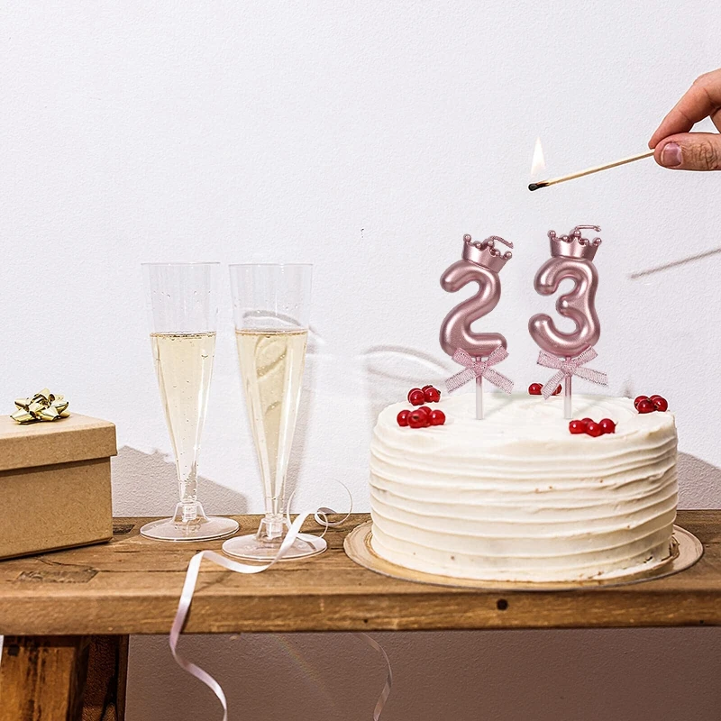 شمعة ثلاثية الأبعاد باللون الوردي لعيد الميلاد رقم شمعة فتاة عيد ميلاد سعيد كعكة توبر الخبز الاحتفال التذكاري ديكور حفلات الذكرى السنوية