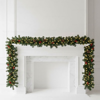Christmas Garland, Christmas Garland with Pinecones Red Berries, Xmas Tree Fireplaces Stairs Front Door New Year Decorations