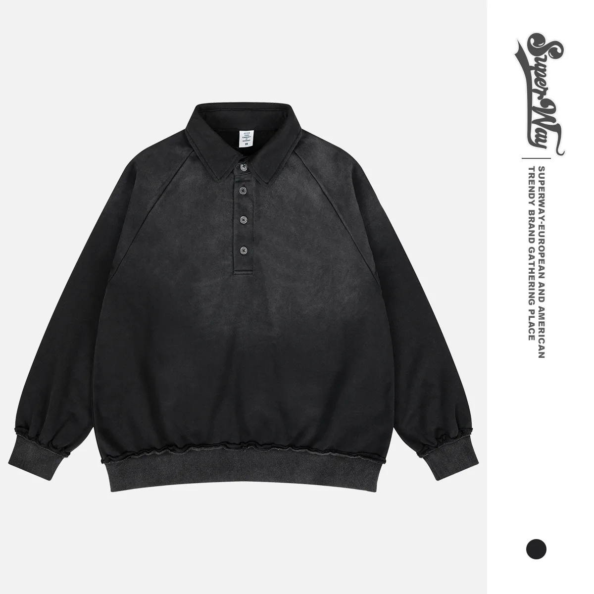 

Мужской модный свитер Lanhai: винтажный хлопковый вязаный свитшот с эффектом выцветания и спущенным плечом, осень-зима