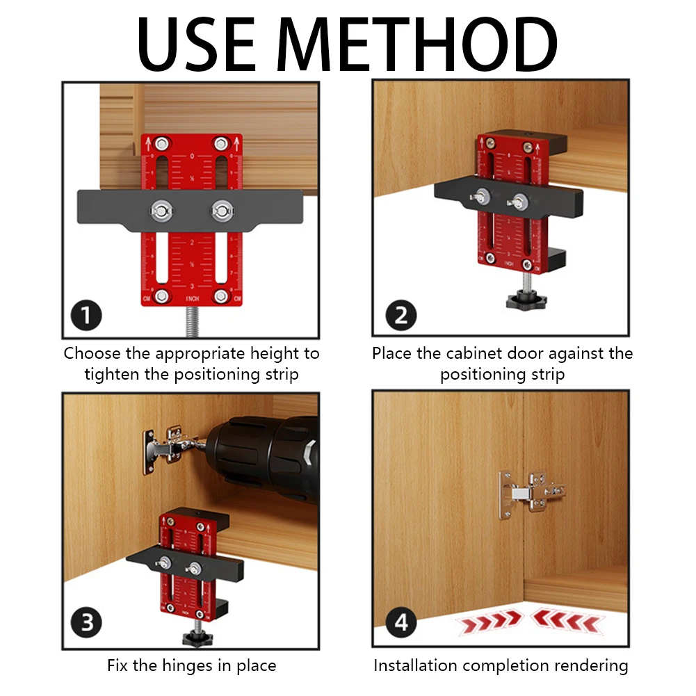 Jig di montaggio della porta dell\'armadio regolabile Punch Locator guida del modello di trapano localizzatore di fori per la lavorazione del legno