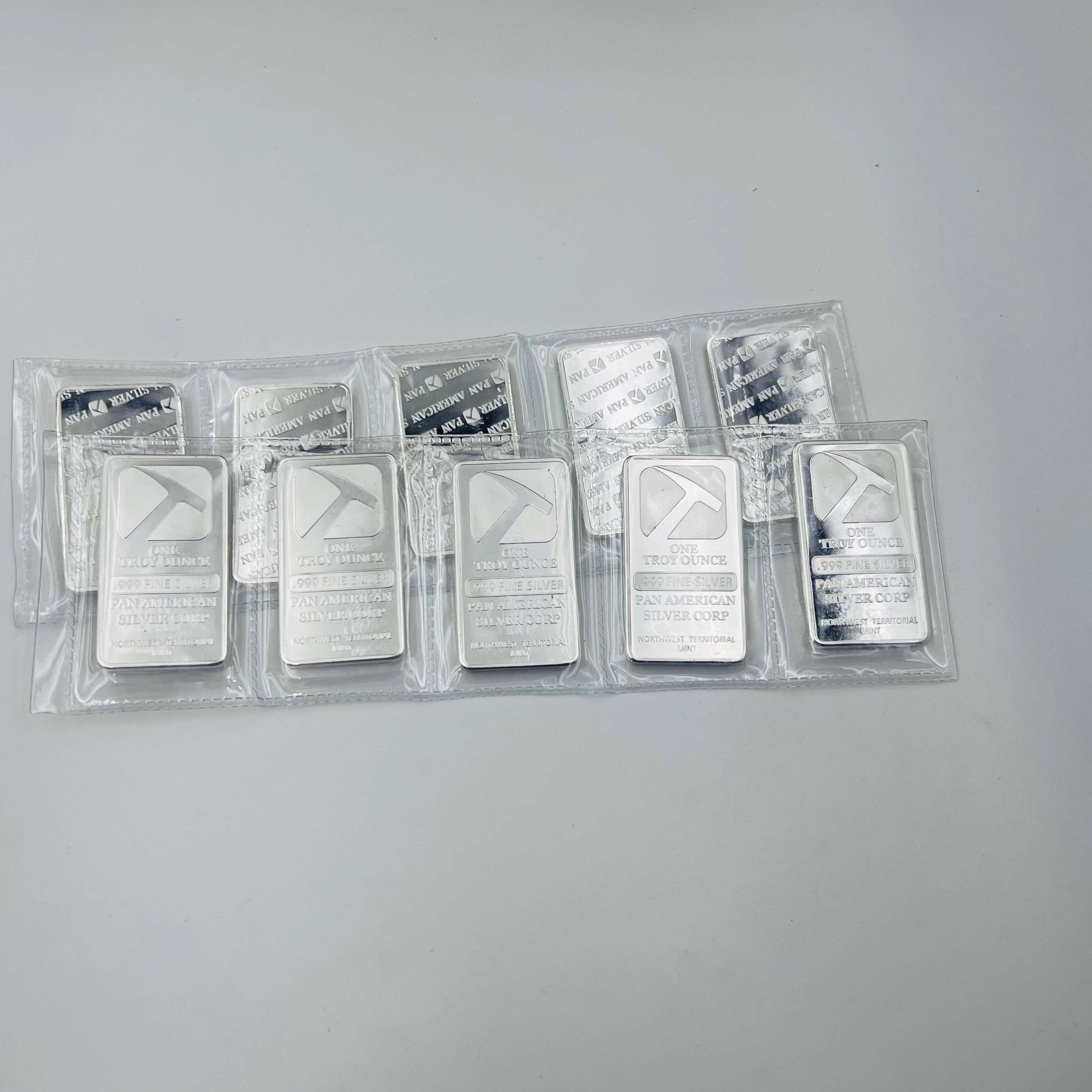 5 Pcs ( A Row)  USA Non Magnetic Pan American Silver Coin Vacuum Packed Decoration Bar