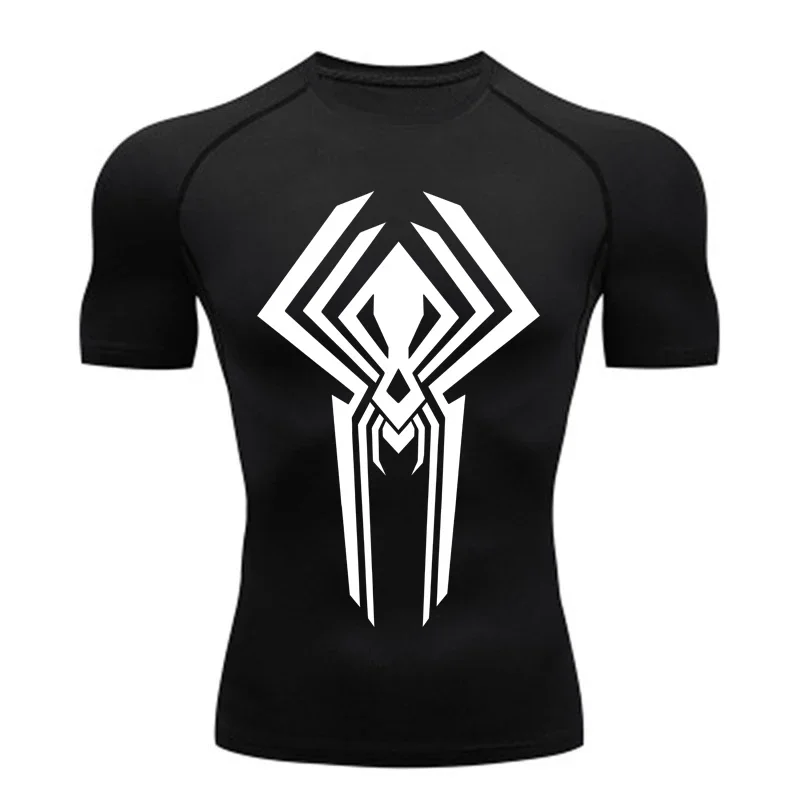 

Мужская компрессионная футболка с коротким рукавом, повседневная футболка, быстросохнущая, дышащая, для фитнеса, в стиле Харадзюку, для летних тренировок, спортивная одежда