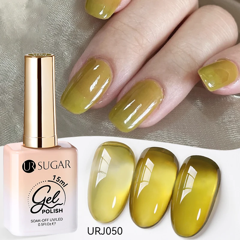 UR SUGAR 15 ml Jelly Nude Gel Nagellack Hellrosa Durchscheinende Farbe Soak Off UV LED Gel Lack Nail Art DIY Mode Maniküre