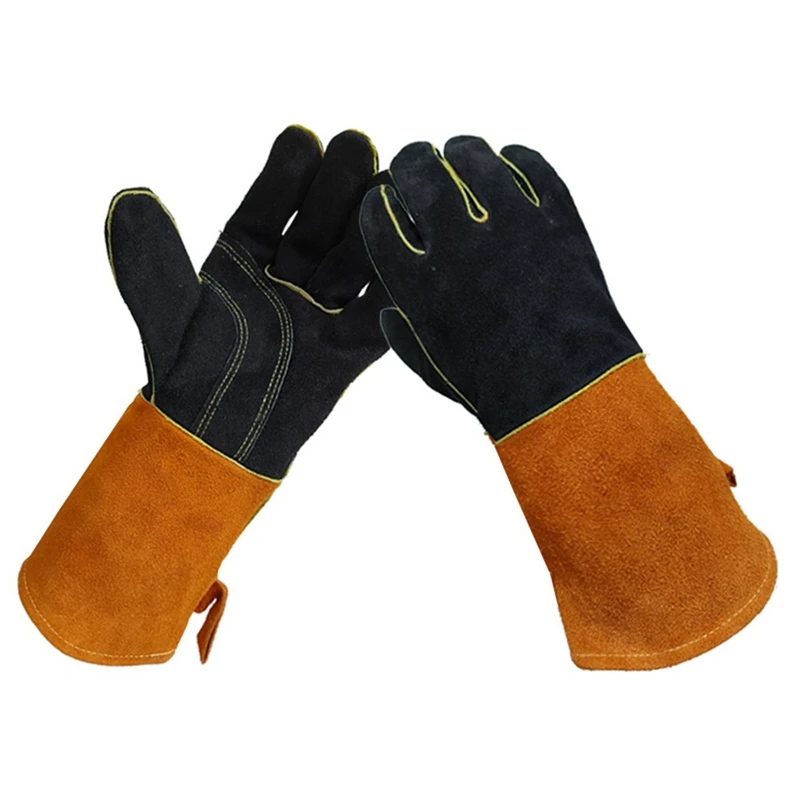 

New Welding Gloves Thickened Barbecue Welder Leather Gloves, Wear-Resistant Labor Protection Gloves For Construction Sites