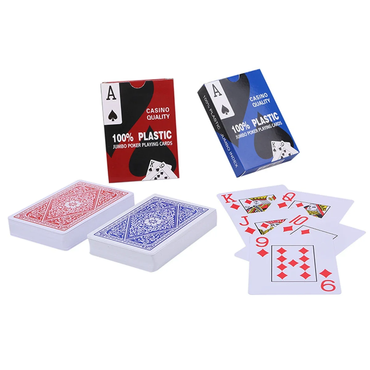 New Deck of Cards PVC Waterproof Playing Cards, 54PCS Big Character Plastic Texas Poker Set In Case Washable Flexible Table Game