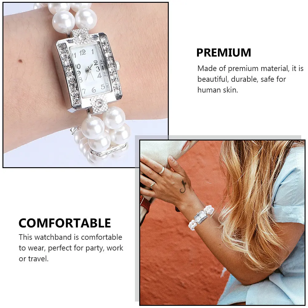 

2 шт. женские кварцевые наручные часы с имитацией жемчуга, элегантный классический дизайн, модные повседневные часы для вечеринок, подарок для женщин