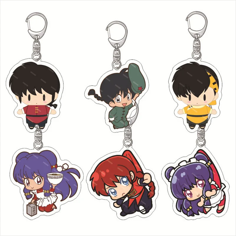 Cartoon Anime Ranma 1/2 Acrylic Figures Keychain Cute Keyring Holders Cute Shampoo Saotome Genma Bag Pendant Jewelry Accessories