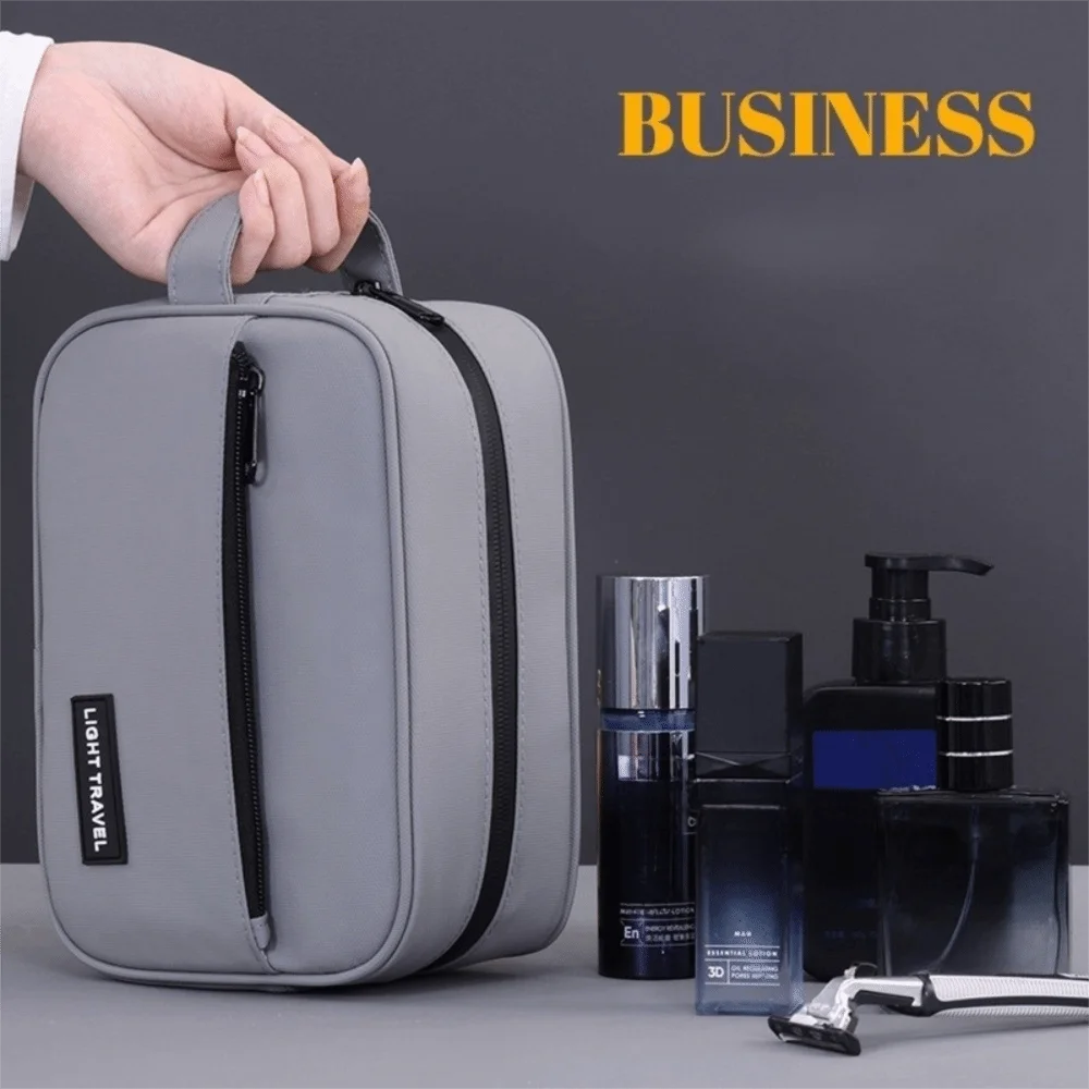 

Portable Nylon Men Cosmetic Bag Handheld Waterproof Toiletry Bag Lightweight Dry and Wet Separation Makeup Bag Travel