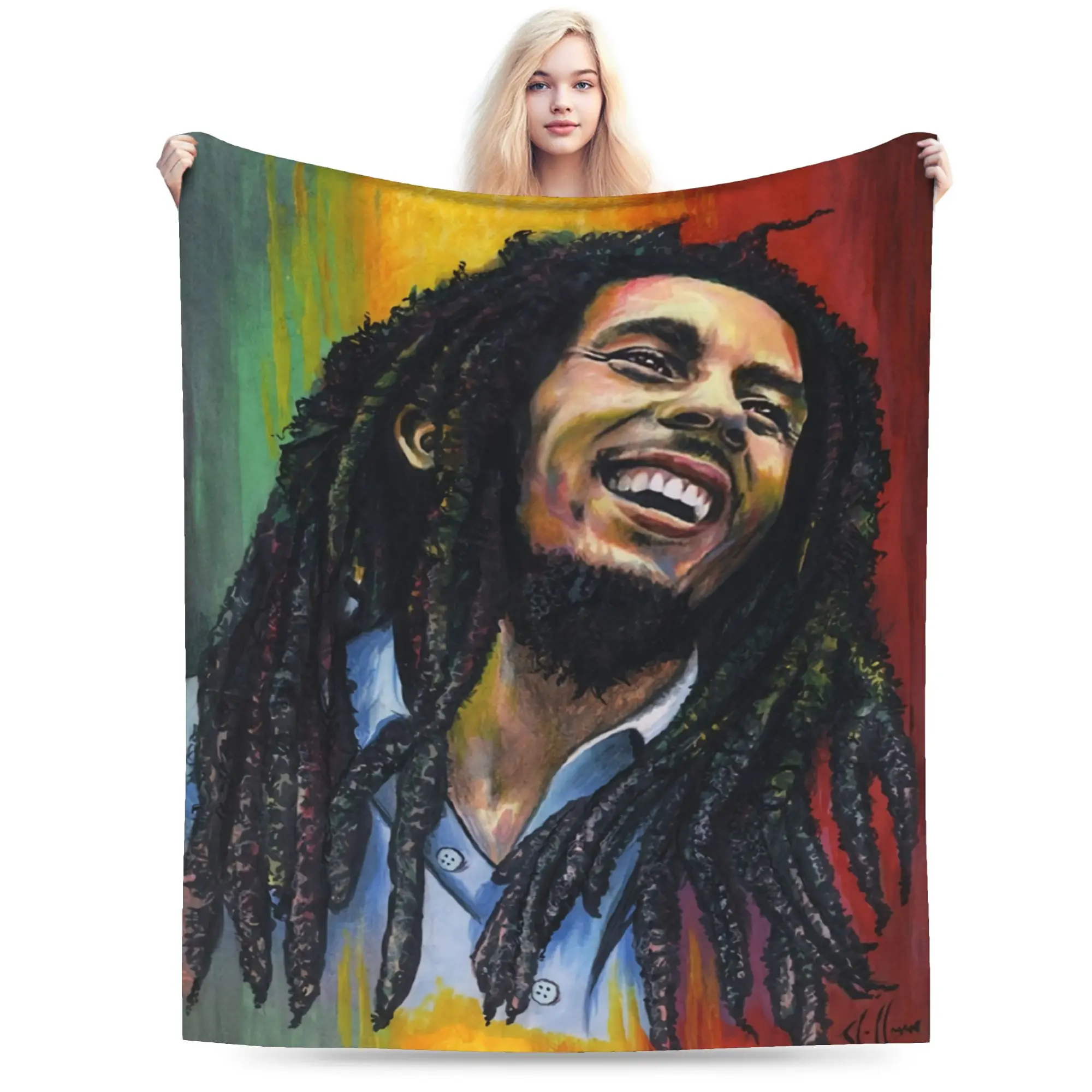 B-Bobs M-MarleyS One Love Flannel Blanket Spring  Super Warm Throw Blanket for Girls Boys Living Room Bedspread Sofa Bed Cover
