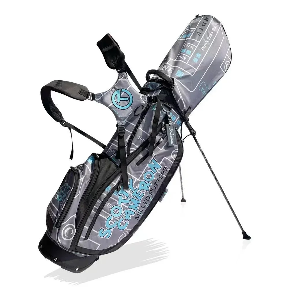 Wholesale Custom 5-Way Staff Golf Caddie Bag Sunday Bag with Stand Waterproof Nylon and Leather Featuring Printed Logo