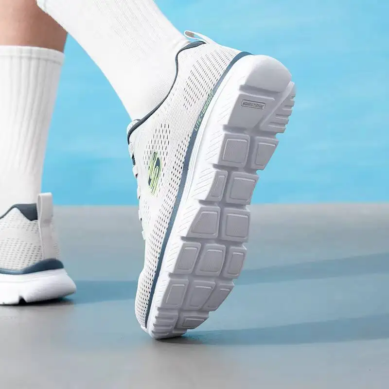 Mens Skechers 2026 New Light Gray Breathable Mesh Walking Shoes Comfortable Casual Sport Sneakers 8790440-LGMT Sport sport