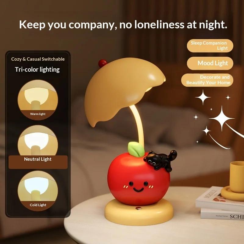 Cute Apple Desk Lamp Christmas Bedroom Night Bedside Lamp  Room for Boys and Girls Room Decoration Light Floor Lamp LED