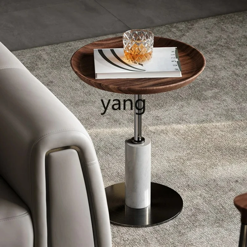 

yjq high-end light luxury walnut corner few modern simple round solid wood edge few