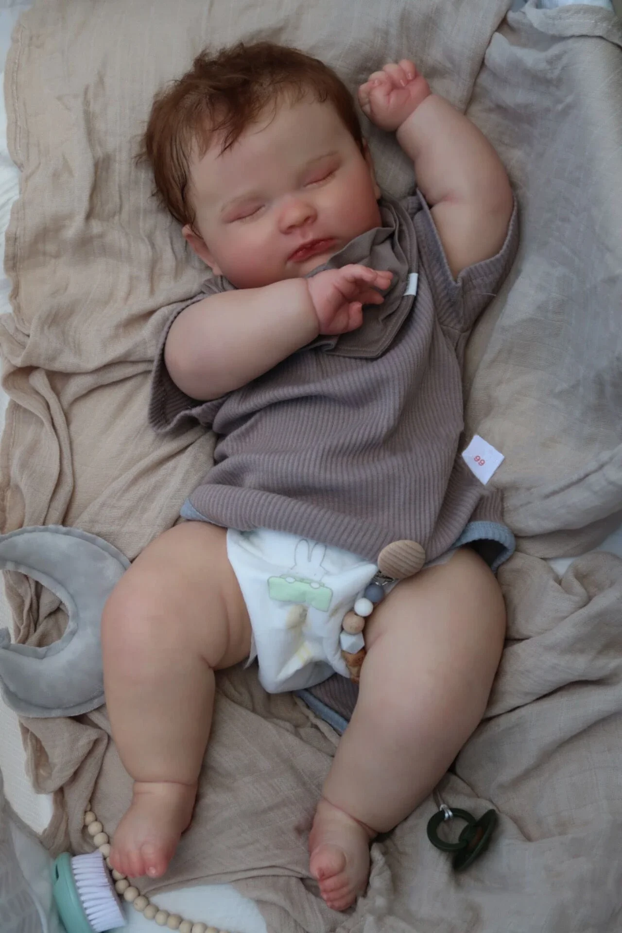 NPK-Sleeping Boy As Picture Reborn Baby Doll, boneca acabada, pintura manual, Genesis, alta qualidade, pele 3D, 50cm